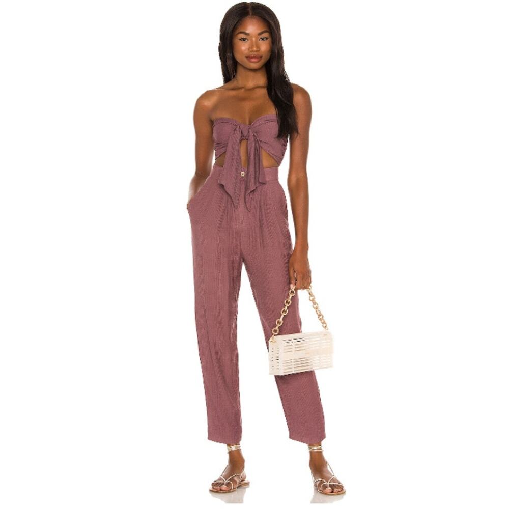 Majorelle Revolve Fayette Pant Size Medium Mocha Brown Mauve Pleated Ankle